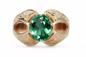 Vintage Anillo Esmeralda Oro rosa antiguo original de 14k vrc135r
